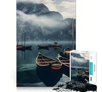 Rompecabezas de montañas en un Lago con Barcos para Adultos, 1000 Piezas, Juguete para ejercitar la Mente, diversión en Interiores, Corte de precisión, Regalo navideño (38x52cm)