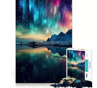 Rompecabezas de montañas y Auroras boreales de 1000 Piezas para Adolescentes Juguete cognitivo Pasatiempo Relajante Borde Premium Lista de Deseos de Santa Claus (38x26cm)