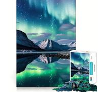 Rompecabezas de montañas y Auroras boreales para Adultos, 1000 Piezas, para Fortalecer la Memoria, Actividad para el hogar, Bordes limpios, Regalo Festivo (38x52cm)