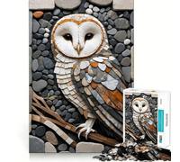 Rompecabezas de Mosaico de búho de Piedra para Adultos, 1000 Piezas, fortalece la Memoria, Alivia el estrés, Borde Liso, Regalo conmovedor 38x26cm