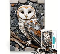 Rompecabezas de Mosaico de búho de Piedra para Adultos, 1000 Piezas, fortalece la Memoria, Calma, Limpieza, Bordes definidos, artículo de colección 38x52cm