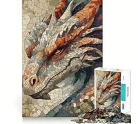Rompecabezas de Mosaico de dragón Misterioso de 1000 Piezas para Adultos Juguete de lógica Resistente Divertido y Relajante Bordes definidos Regalo Memorable (50x75cm)