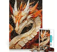 Rompecabezas de Mosaico de dragón Misterioso de 1000 Piezas para Adultos y Adolescentes Juguete de lógica Clara Tiempo de relajación Corte Artículo de Santa Claus (38x26cm)