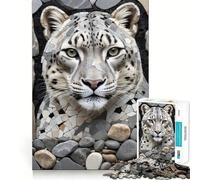 Rompecabezas de Mosaico de Leopardo de Las Nieves de 1000 Piezas para Adolescentes Juguete para ejercitar la Mente Juego de Mesa en Grupo Arte de ensamblaje Regalo clásico (38x52cm)