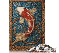 Rompecabezas de Mosaico de Peces koi, Juego de Bricolaje, Rompecabezas Rectangular de Papel para Regalo de cumpleaños de niño o niña, 1000 Piezas (75 x 50 cm)