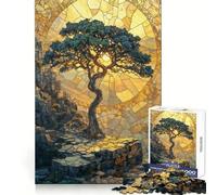 Rompecabezas de Mosaico de Piedra con árbol Dorado de 1000 Piezas para Adolescentes Juguete de lógica Mental Tiempo Libre Bordes Finos 38x26cm