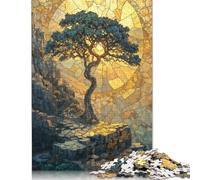 Rompecabezas de Mosaico de Piedra con árbol Dorado, de Primera Calidad, 100% Papel Reciclado, Rectangular, para Adultos y Adolescentes, 1000 Piezas (38 x 26 cm)