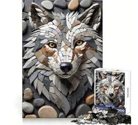 Rompecabezas de Mosaico de Piedra con Cabeza de Lobo, 1000 Piezas, para Adolescentes, lógica Clara, Juguete fácil, Ocio, Corte Perfecto, Regalo de cumpleaños 50x75cm