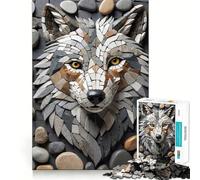 Rompecabezas de Mosaico de Piedra con Cabeza de Lobo, 1000 Piezas, para Adolescentes, lógica Clara, Juguete fácil, Ocio, Corte Perfecto, Regalo de cumpleaños 50x75cm