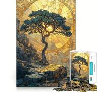 Rompecabezas de Mosaico de Piedra con diseño de árbol Dorado, 1000 Piezas, para Adolescentes Juguete Inteligente para el hogar Corte preciso Regalo Original 50x75cm