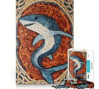 Rompecabezas de Mosaico de Tiburones de 1000 Piezas para Adolescentes, Juguete antiestrés, Corte preciso, Lista de Deseos de Papá Noel 38x52cm