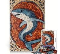 Rompecabezas de Mosaico de Tiburones para Adolescentes, 1000 Piezas, Juguete de lógica Fina, pasatiempo Tranquilo, Pieza de colección de Arte de Bordes limpios 38x26cm