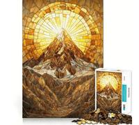 Rompecabezas de Mosaico Dorado con Pico de montaña para Adultos, 1000 Piezas, Juguete de lógica Resistente, Juego Relajante, Borde Transparente, Regalo artístico (38x26cm)