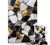 Rompecabezas de Mosaico en Blanco, Negro y Dorado de 1000 Piezas para Adolescentes Memoria aguda Fácil relajación Bordes limpios Feliz Navidad (38x26cm)