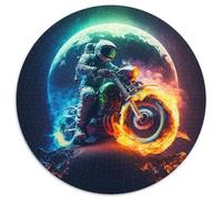 Rompecabezas de Motocicleta de Astronauta de 1000 Piezas para Adultos, Rompecabezas Redondos de 1000 Piezas para Adultos, Juego Interactivo Familiar de 67,5 x 67,5 cm