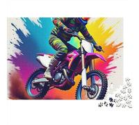 Rompecabezas de Motocicleta Todoterreno con Escena psicodélica de Bicicleta,1000 Piezas,cartón Reciclado Premium,Actividad grupal para Adultos,Familia,Adolescentes,Rompecabezas,38 x 26 cm/1000 Piezas
