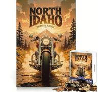 Rompecabezas de Motocicletas del Norte de Idaho 1000 Piezas para Adultos Juguete para ejercitar la Mente y el Cerebro Ideal para el hogar y el Ocio con Bordes Ajustados Regalo de Papá Noel (38x52cm)