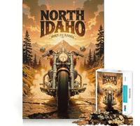 Rompecabezas de Motocicletas del Norte de Idaho 1000 Piezas para Adultos Juguete para ejercitar la Mente y el Cerebro Ideal para el hogar y el Ocio con Bordes Ajustados Regalo de Papá Noel (38x52cm)