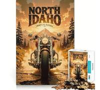 Rompecabezas de Motocicletas del Norte de Idaho para Adolescentes, 1000 Piezas, Juguete de lógica Resistente, Tranquilo, con Bordes definidos, Regalo Elegante (38x26cm)