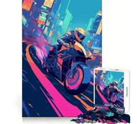 Rompecabezas de Motocicletas Neon City para Adolescentes, 1000 Piezas, Think Toy, diversión Relajante, Arte de Corte Limpio, Coleccionable (38x52cm)