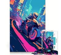 Rompecabezas de Motocicletas Neon City para Adolescentes, 1000 Piezas, Think Toy, diversión Relajante, Arte de Corte Limpio, Coleccionable (38x52cm)