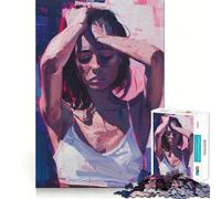 Rompecabezas de Mujer con Camiseta Blanca,1000 Piezas,para ejercitar la Mente, Cortado con láser,para Momentos de Tranquilidad y para Hacer Ejercicio en casa (38x26cm)