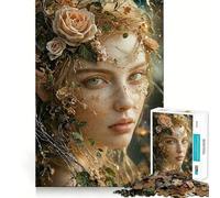 Rompecabezas de Mujer con Corona Floral para Adolescentes,1000 Piezas,Juego para desarrollar la Mente,Cortado con láser para un Tiempo de relajación Ejercicios mentales en casa (50x75cm)