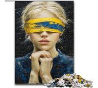 Rompecabezas de Mujer con los Ojos vendados para Adultos 1000 Piezas, Toda la Familia 50x75cm