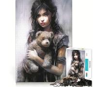 Rompecabezas de Mujer con Osito de Peluche,1000 Piezas,Juego Mental Divertido,Piezas de Ajuste preciso,Actividad Relajante para Grupos en Interiores (50x75cm)