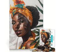 Rompecabezas de Mujer con pañuelo Floral para Adolescentes,1000 Piezas,Juego de Habilidades mentales,Cortado con láser para un Tiempo de relajación, Ejercicio Mental en casa (38x52cm)