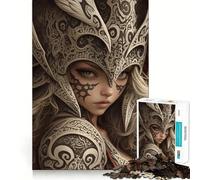 Rompecabezas de Mujer Guerrera con Armadura Ornamentada 1000 Piezas Juego Divertido sin Rebabas Piezas de Corte Limpio portátil Ideal para Viajes (50x75cm)