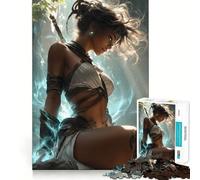 Rompecabezas de Mujer Guerrera con Espada para Adultos 1000 Piezas Juego de Memoria Corte Fino Acabado Premium Una Forma Entretenida de Pasar Horas Libres (38x26cm)
