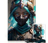 Rompecabezas de Mujer Guerrera con Máscara 1000 Piezas Juego de concentración Mental diseño Ajustado sin Huecos desafío Cerebral Interactivo para el hogar (50x75cm)