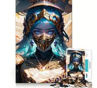 Rompecabezas de Mujer Guerrera con Máscara para Adultos 1000 Piezas Juego de Memoria Corte Láser para un Ajuste Perfecto Aliviar el Estrés (38x26cm)