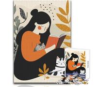 Rompecabezas de Mujer Leyendo con Gatos, 1000 Piezas para Adolescentes, Juego Educativo para el Desarrollo de Habilidades, Momentos Especiales, tamaño 50x75cm