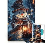 Rompecabezas de muñeco de Nieve con Linterna de 1000 Piezas para Adultos Juguete Inteligente para Toda la Familia Pieza de Arte de Corte preciso (38x52cm)