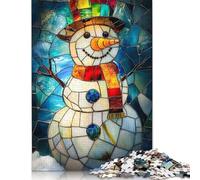 Rompecabezas de muñeco de Nieve con vitrales, Juegos educativos, Actividades Familiares, Rompecabezas de cartón Premium para Mujeres y Hombres, 1000 Piezas (75 x 50 cm)