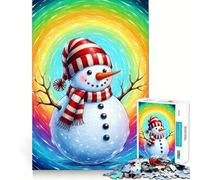 Rompecabezas de muñeco de Nieve sobre Fondo de arcoíris en Espiral para Adolescentes, 1000 Piezas, Juego Mental, Juguete Relajante, Corte preciso, (50x75cm)