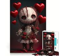 Rompecabezas de muñeco vudú de San Valentín de 1000 Piezas para Adolescentes Tren de la Memoria Diversión,conexión Limpia y sin interrupciones Actividad grupal Relajante para Interiores (38x26cm)