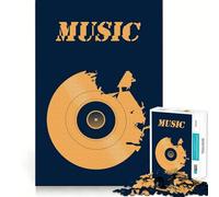 Rompecabezas de música con Forma de Disco de Vinilo para Adultos 1000 Piezas Juego para estimular la Mente tamaño Uniforme Piezas precisas Ideal para Llevar de Viaje (38x52cm)