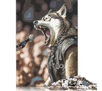 Rompecabezas de música Rock de Lobo, Actividad Divertida para el hogar. Rompecabezas de cartón Premium para Adultos y Adolescentes. Regalos para el Día del Padre. 1000 Piezas (75 x 50 cm).