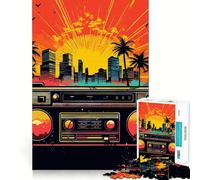 Rompecabezas de música synthwave para Adultos, 1000 Piezas, Juguete para concentrarse, Relajarse, Bordes Ajustados, selección de Deseos de Papá Noel (38x52cm)
