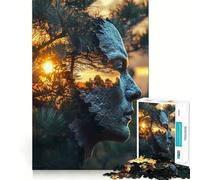 Rompecabezas de Naturaleza Atardecer a través de un Rostro para Adultos, 1000 Piezas, Juguete de lógica Resistente, Tiempo de Calidad, Bordes definidos, Regalo Ideal (38x26cm)