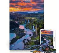 Rompecabezas de Naturaleza Cascada al Atardecer, 1000 Piezas, Think Toy, diversión Tranquila, Corte Limpio, Pieza de Arte Fino (38x52cm)