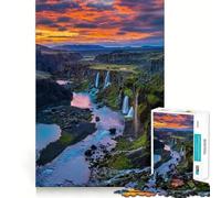 Rompecabezas de Naturaleza Cascada al Atardecer, 1000 Piezas, Think Toy, diversión Tranquila, Corte Limpio, Pieza de Arte Fino (38x52cm)