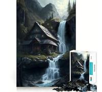 Rompecabezas de Naturaleza Cascada en el Bosque para Adultos 1000 Piezas Juego de Memoria Ajuste Firme Montaje Seguro Juego de construcción de Conexiones significativas (50x75cm)