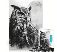 Rompecabezas de Naturaleza con Doble exposición de búho para Adultos, 1000 Piezas, con Memoria, fácil de armar, Ideal para el Ocio, Regalo artístico (50x75cm)
