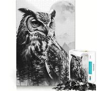 Rompecabezas de Naturaleza con Doble exposición de búho para Adultos, 1000 Piezas, con Memoria, fácil de armar, Ideal para el Ocio, Regalo artístico (38x26cm)