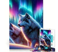 Rompecabezas de Naturaleza Invernal del Lobo nórdico para Adultos, 1000 Piezas, Juguete de lógica Fina, Informal y Relajante, con Bordes limpios, Pieza de Arte Fina (38x26cm)