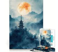Rompecabezas de Naturaleza Japonesa con diseño de Pagoda para Adultos, 1000 Piezas, fortalece la Memoria, vínculo Familiar, Bordes limpios, Regalo de cumpleaños (38x26cm)